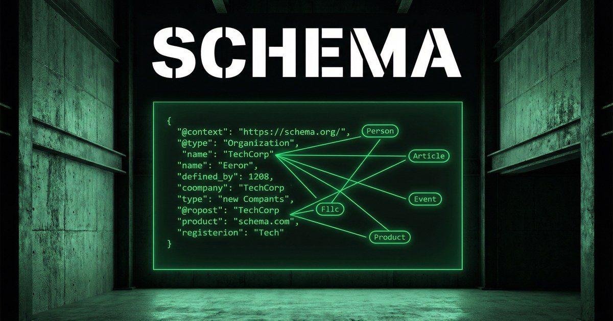 Schema markup JSON-LD code block with entity graph — LinkDaddy 2026
